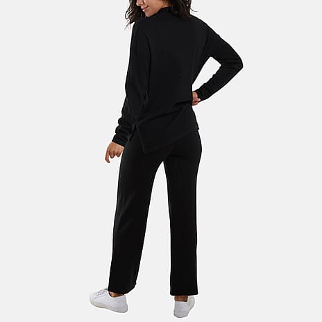 Nova of London - Side Split Jumper - Leggings Lounge Set (Size S-M) - Black