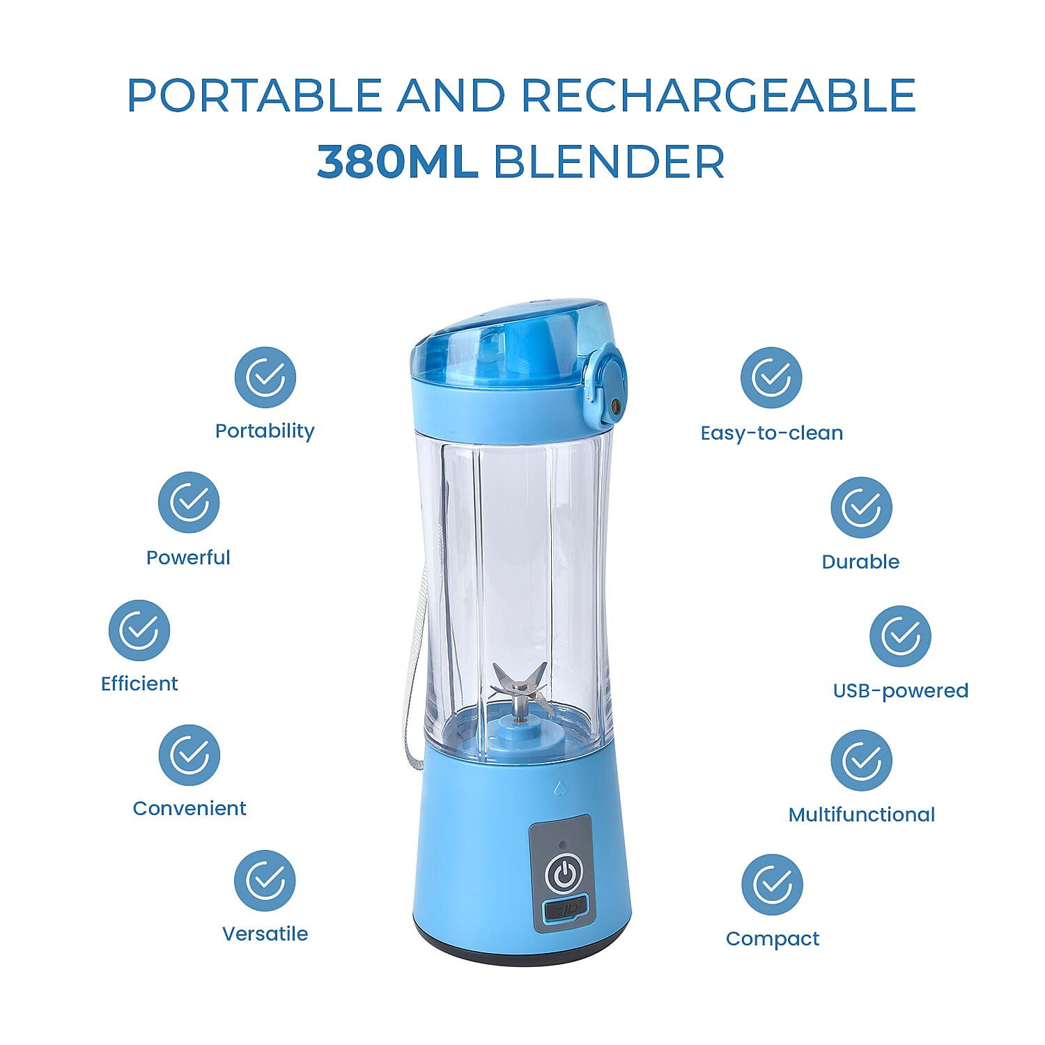 380ml Portable Blender with Detachable Cup - Blue