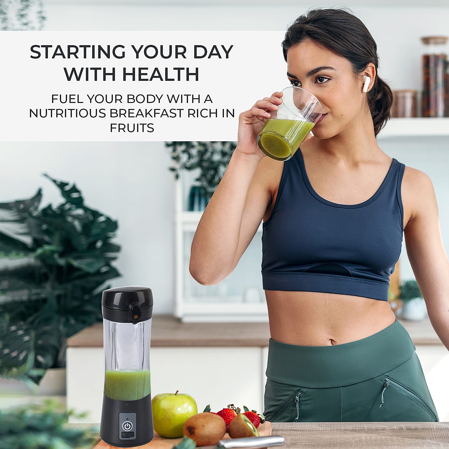 380ml Portable Blender with Detachable Cup - Black