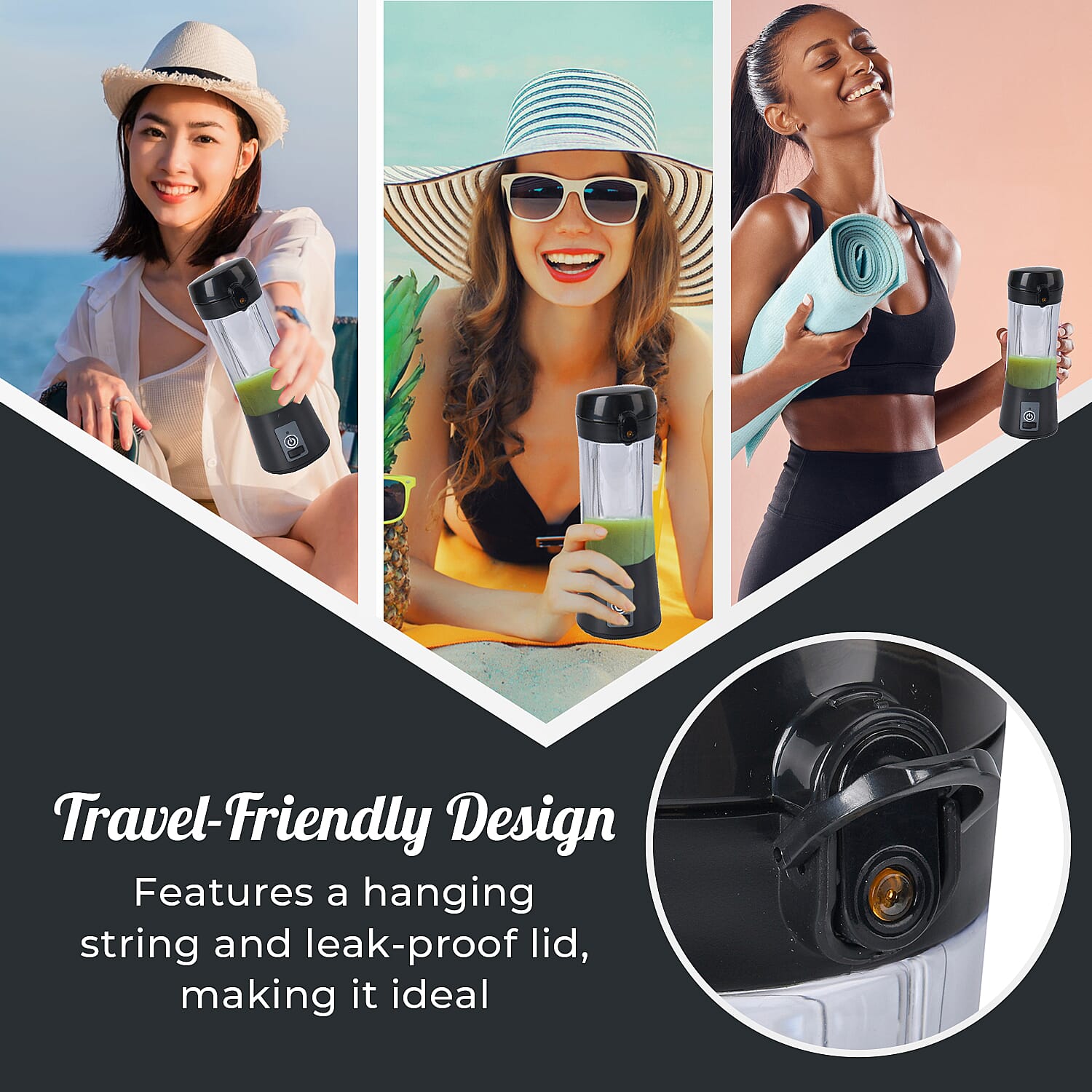 380ml Portable Blender with Detachable Cup - Black