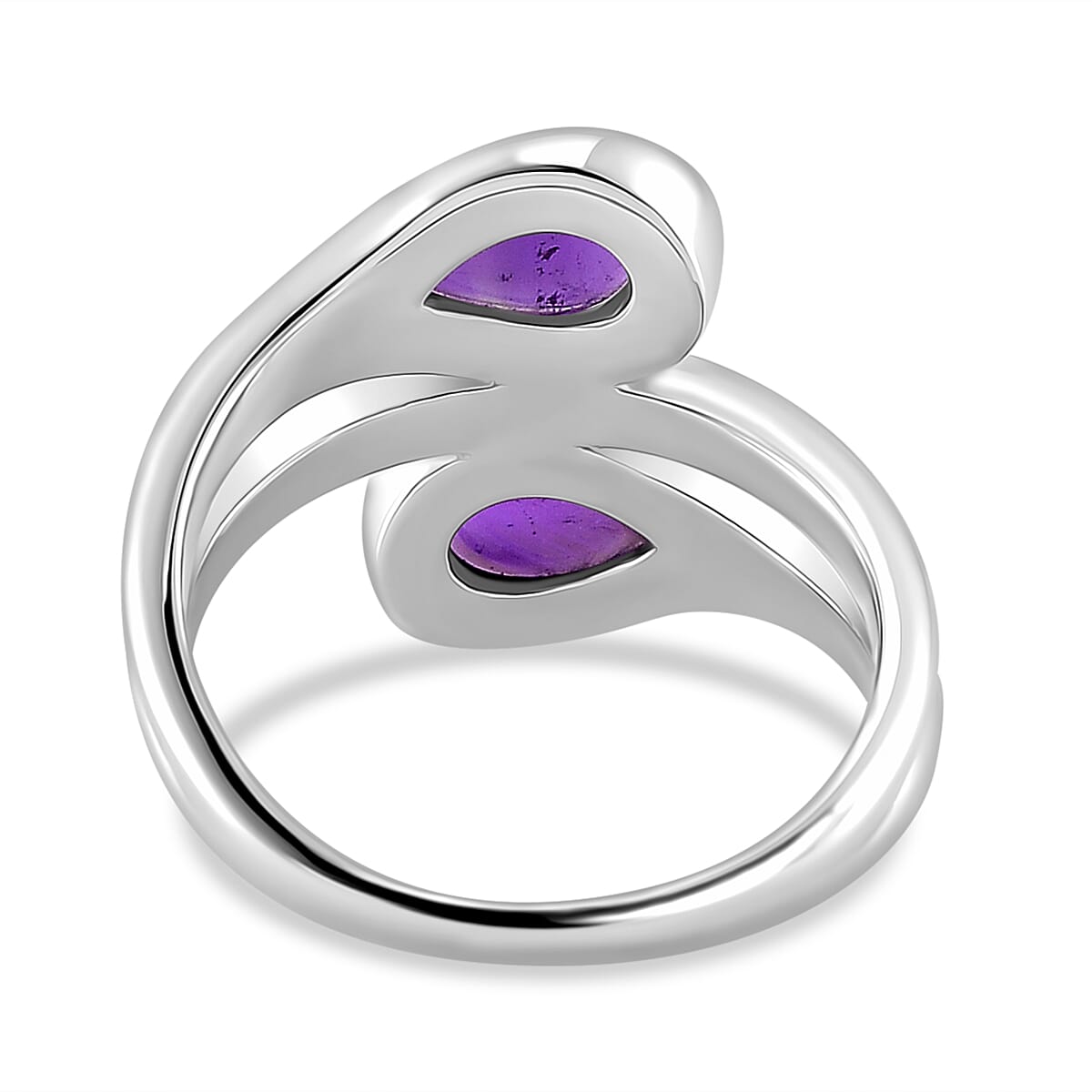 LUCY Q - Drop Collection African Amethyst Ring in Rhodium Overlay Sterling Silver 2.40 Ct.