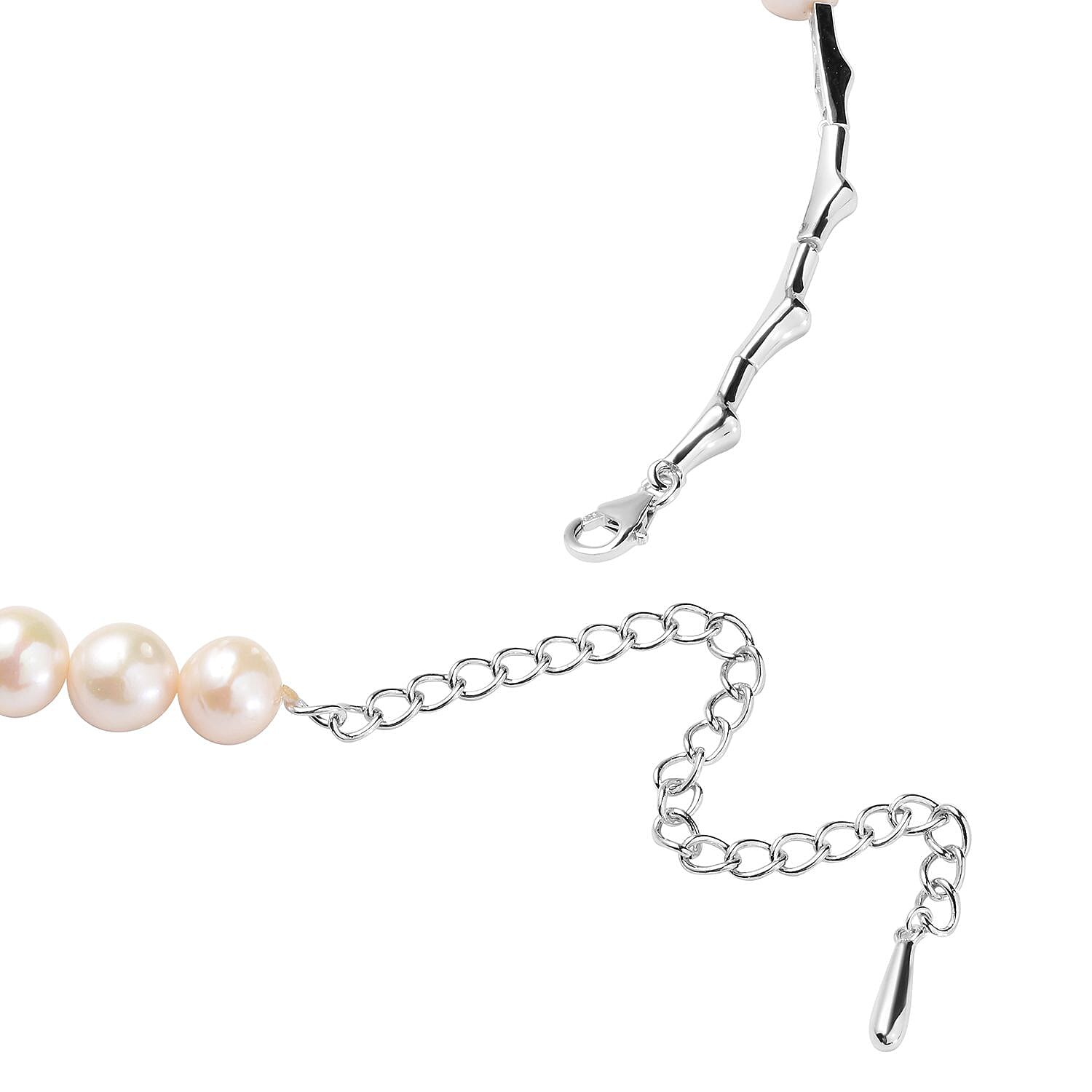 LUCY Q Mega Superfind - Pearl Drop Collection- Designer  White Edison Pearl Necklace (Size - 20) in Rhodium Overlay Sterling Silver 42.00 Ct, Silver Wt. 28.00 Gms.