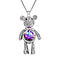 Mystic, White and Black Austrian Crystal Teddy Bear Necklace (Size 24) in SIlver Tone