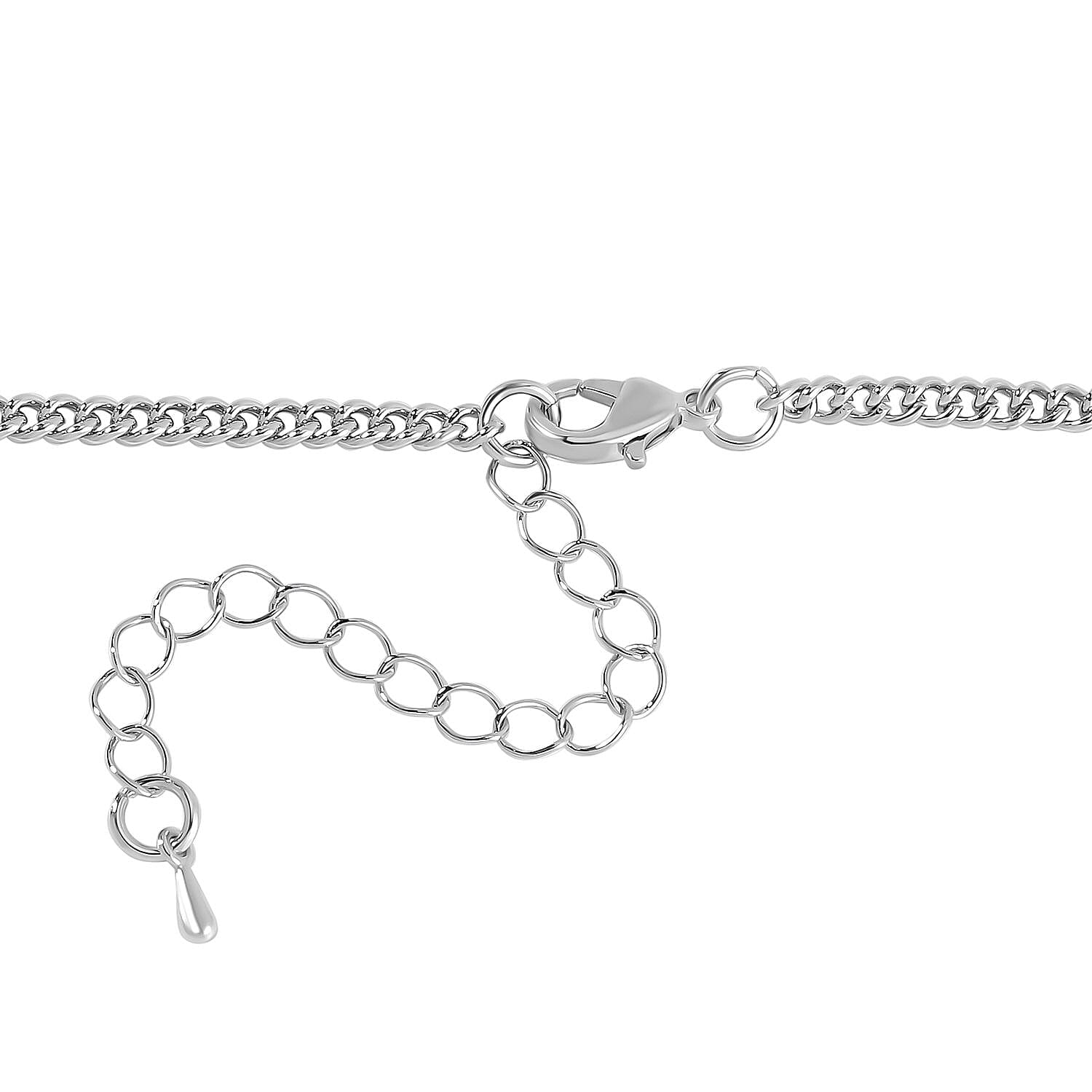 Mystic, White and Black Austrian Crystal Teddy Bear Necklace (Size 24) in SIlver Tone