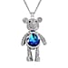 Mystic, White and Black Austrian Crystal Teddy Bear Necklace (Size 24) in SIlver Tone
