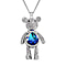 Light Sapphire, White and Black Austrian Crystal Teddy Necklace (Size 24) in Silver Tone