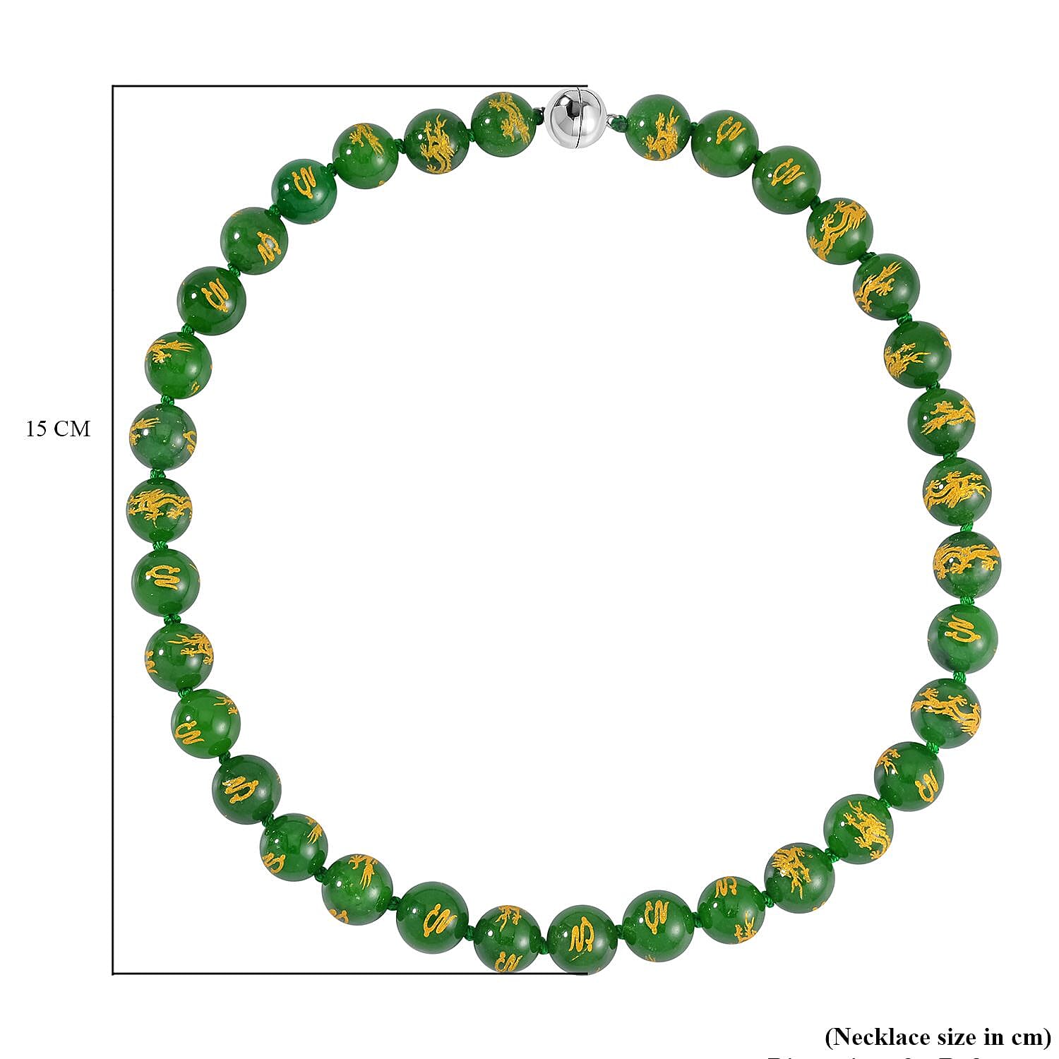  Green Jade Necklace (Size - 20) in Rhodium Overlay Sterling Silver 670.00 ct 670.000 Ct.