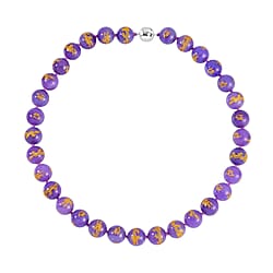 Multi Color Jadeite Jade Dragon Engraved Necklace (Size - 20) with Extender Magnetic Lock in Rhodium Overlay Sterling Silver 670.00 Ct.