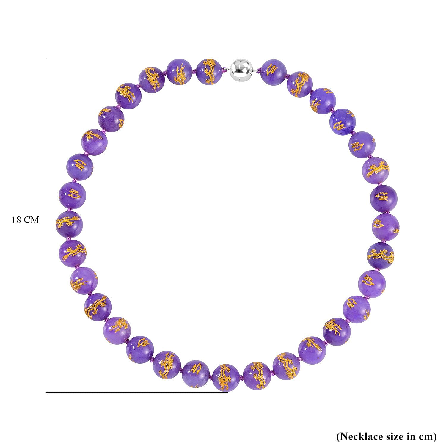 Purple Jadeite Jade Dragon Engraved Necklace (Size - 20) in Rhodium Overlay Sterling Silver 670.00 Ct.