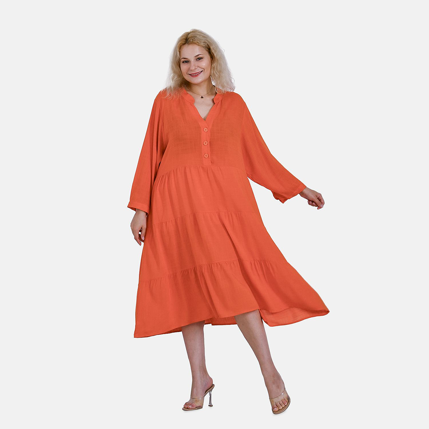 Manchester-Closeout-Deal-Rayon-Boho-Dress-Size-117x1-cm-Orange-Orange