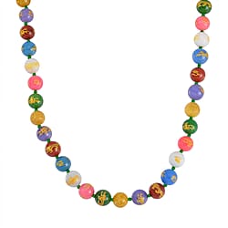 Multi Color Jadeite Jade Dragon Engraved Necklace (Size - 20) with Extender Magnetic Lock in Rhodium Overlay Sterling Silver 670.00 Ct.