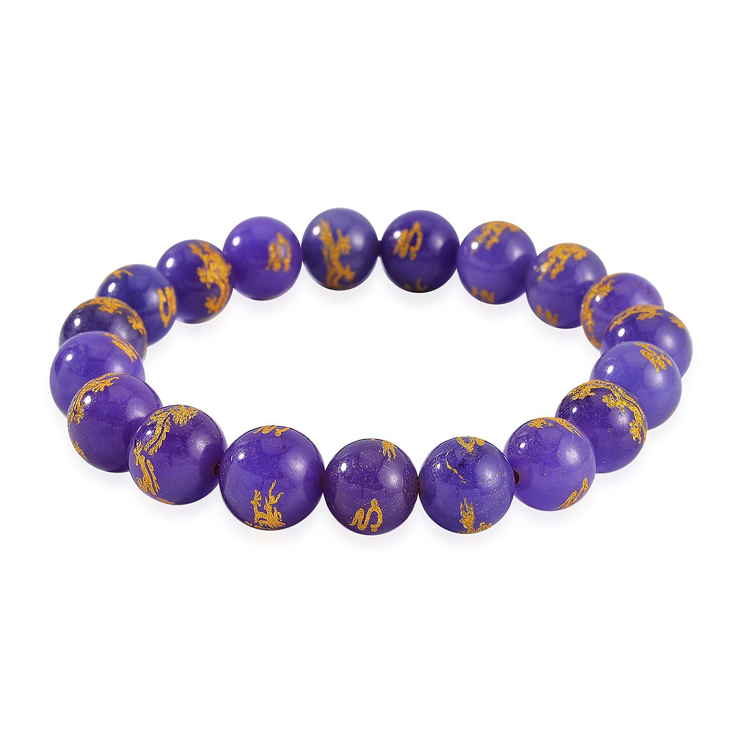 Purple Jadeite Jade Beads Bracelet (Size 6.5-7.5) 170.00 Ct.