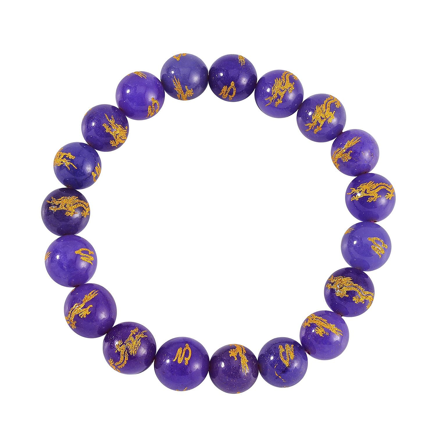 Purple Jadeite Jade Beads Bracelet (Size 6.5-7.5) 170.00 Ct.