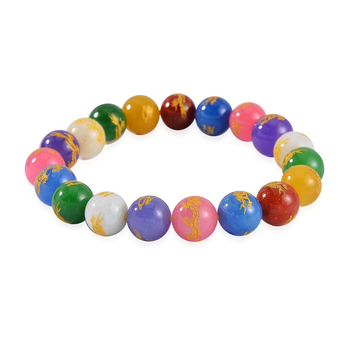 Multi Color Jadeite Jade Beads Stretchable Bracelet (6.5-7.5) 170.00 Ct.