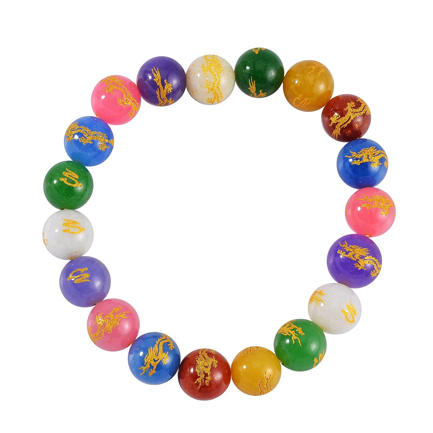 Multi Color Jadeite Jade Beads Stretchable Bracelet (6.5-7.5) 170.00 Ct.