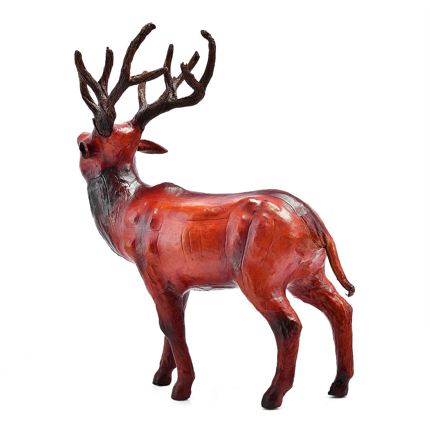 Handcrafted Pure Leather Deer Figurine (Size 33x28x10 cm) - Multi