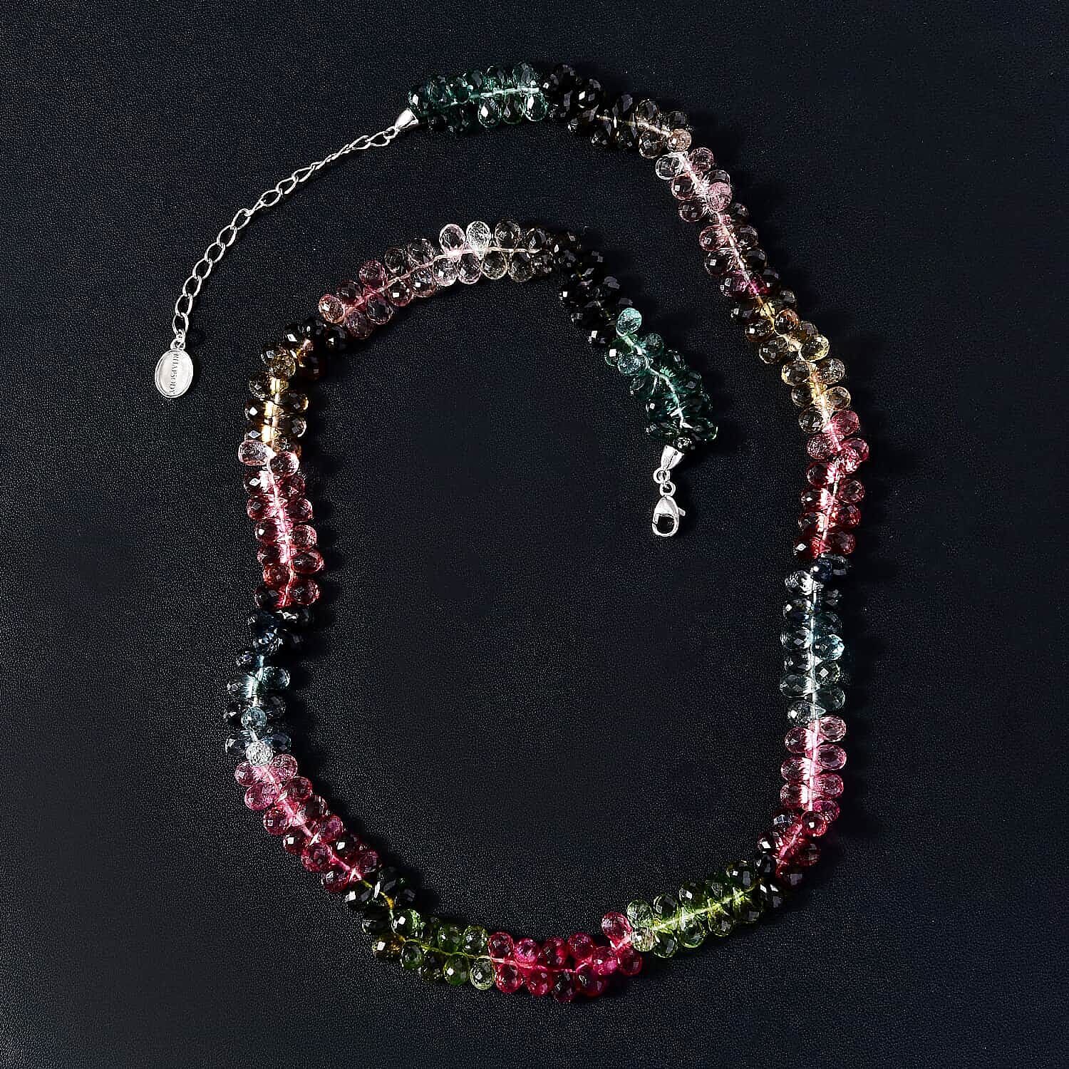 950 Platinum  AAAA  Multi-Tourmaline  Necklace (Size - 18) 165.00 ct,  Platinum Wt. 2.54 Gms  171.050  Ct.