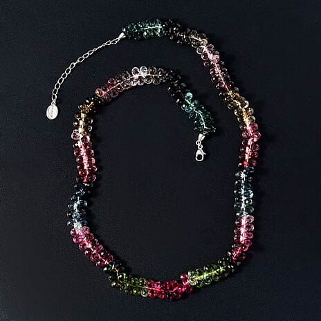 950 Platinum  AAAA  Multi-Tourmaline  Necklace (Size - 18) 165.00 ct,  Platinum Wt. 2.54 Gms  171.050  Ct.