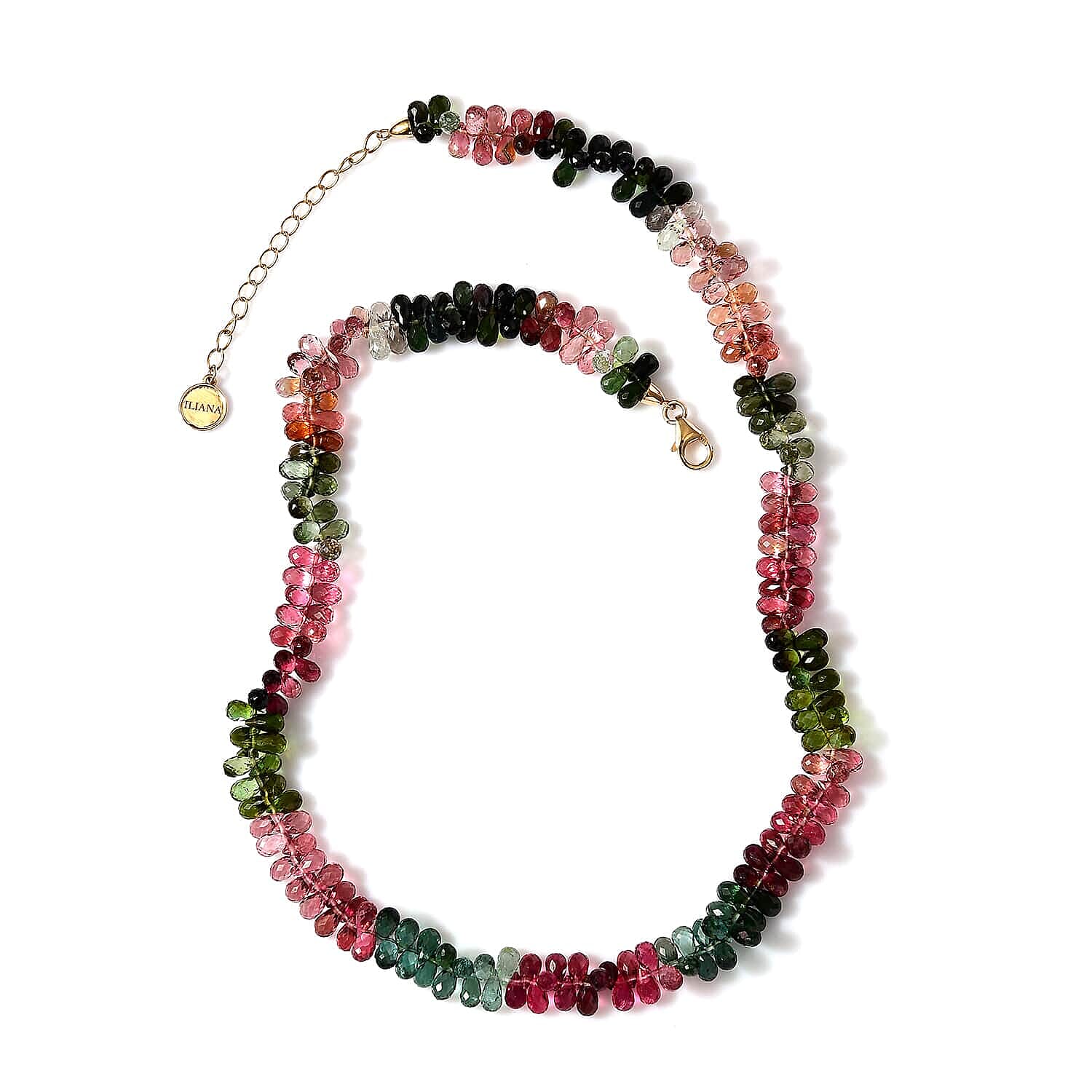 18K Yellow Gold  AAAA   Multi-Tourmaline  Necklace (Size - 18) 135.00 ct,  Gold Wt. 2.28 Gms  138.360  Ct.
