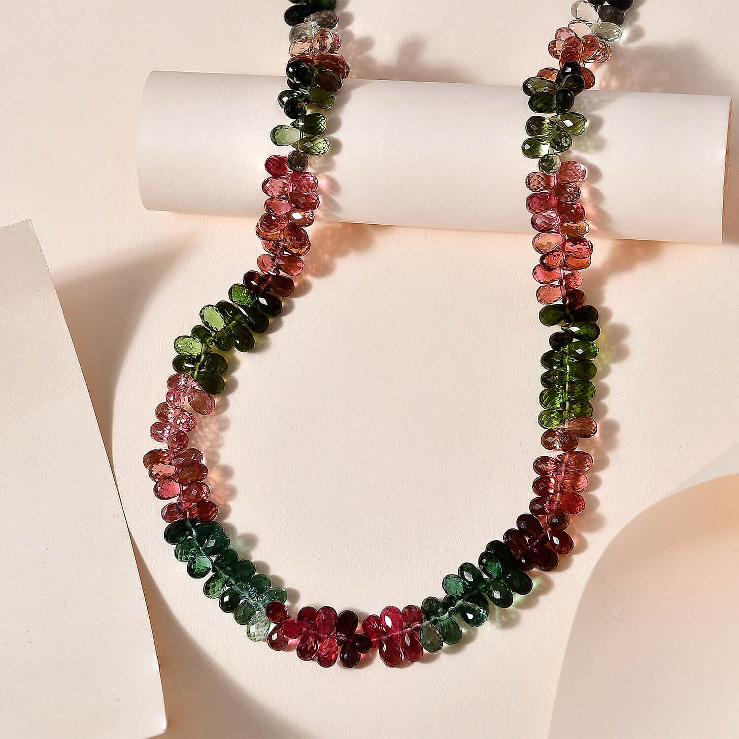 18K Yellow Gold  AAAA   Multi-Tourmaline  Necklace (Size - 18) 135.00 ct,  Gold Wt. 2.28 Gms  138.360  Ct.