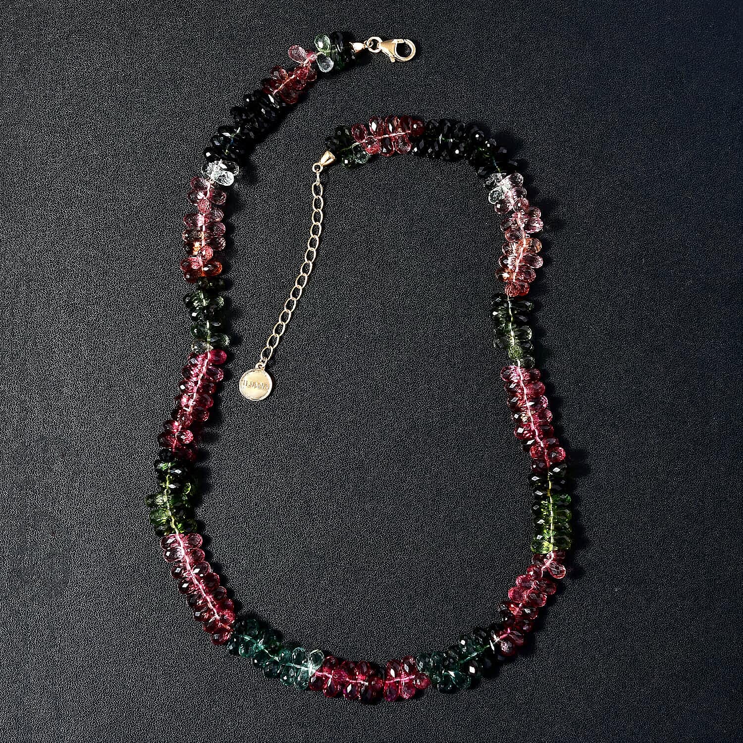 18K Yellow Gold  AAAA   Multi-Tourmaline  Necklace (Size - 18) 135.00 ct,  Gold Wt. 2.28 Gms  138.360  Ct.