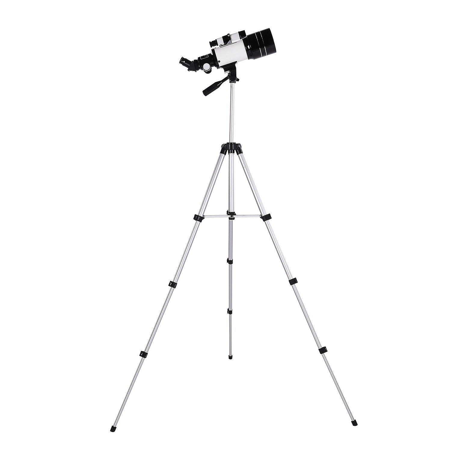 Terrestrial and Astronomical Childrens Telescope (90 Degree Prism, 70mm Refractor) - White & Black