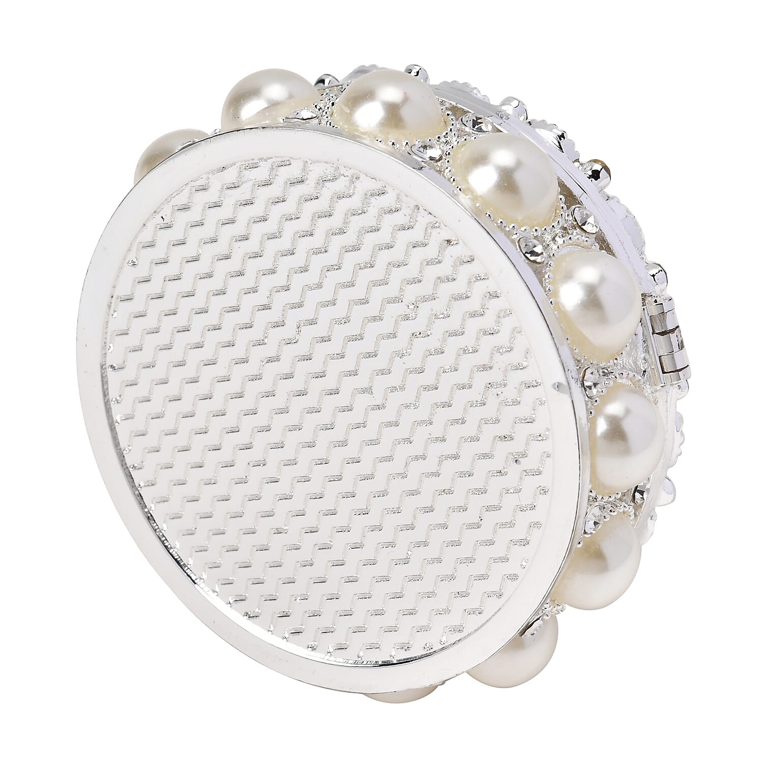 Pearl Bowknot Trinket Box (Size 6.5x6.5x3.4 cm) - White