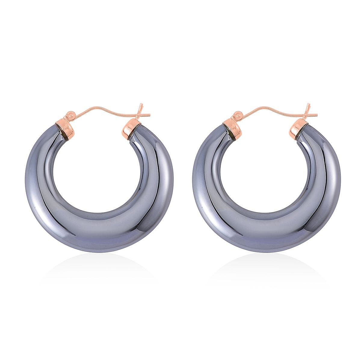 Terahertz Hoop Earrings in Rose Gold Overlay Sterling Silver 63.70 Ct