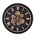 Large Vintage Turning Gears Wall Clock with Large Roman Numerals, Distinctive Retro Design (Size 45 cm) - Black Curve
