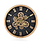 Large Vintage Turning Gears Wall Clock with Large Roman Numerals (Size 40 cm) - Black