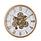 Large Vintage Turning Gears Wall Clock with Large Roman Numerals (Size 40 cm) - Whitr