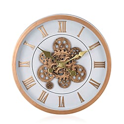 Large Vintage Turning Gears Wall Clock with Large Roman Numerals, Distinctive Retro Design (Size 45 cm)