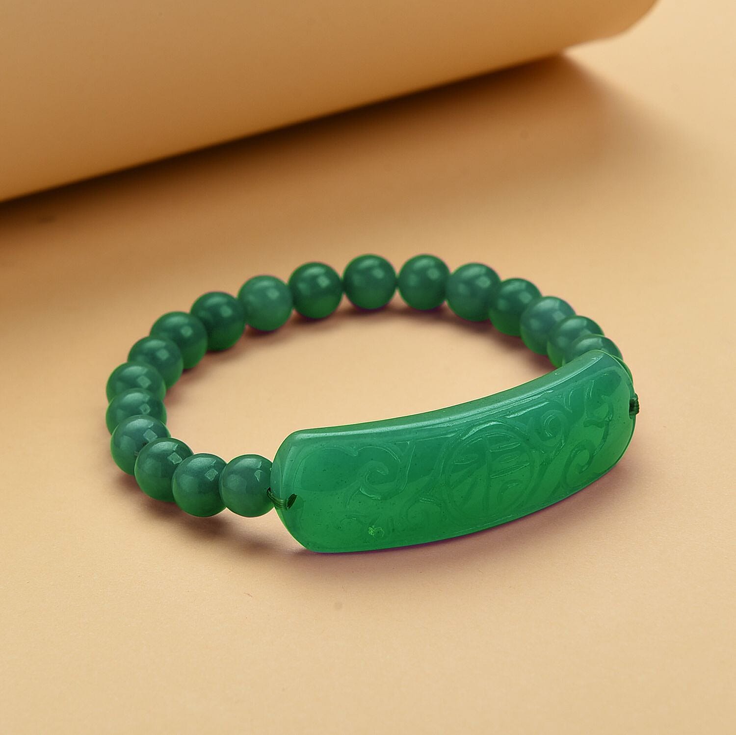 Dyed Green Jade Stone Bracelet 150.00 ct 150.000 Ct.