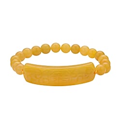 Green Jadeite Jade Beads Carved Bracelet (Size 7-7.5) 150.00 Ct.