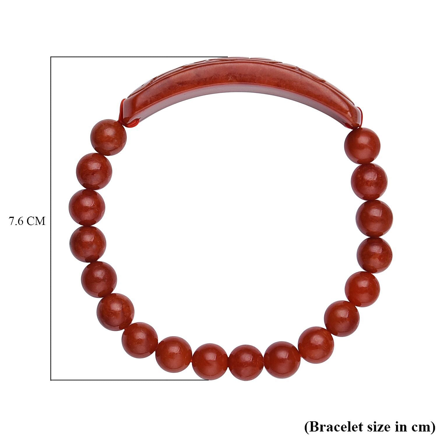 Red Jadeite Jade Beads Carved Bracelet (Size 7-7.5) 150.00 Ct.