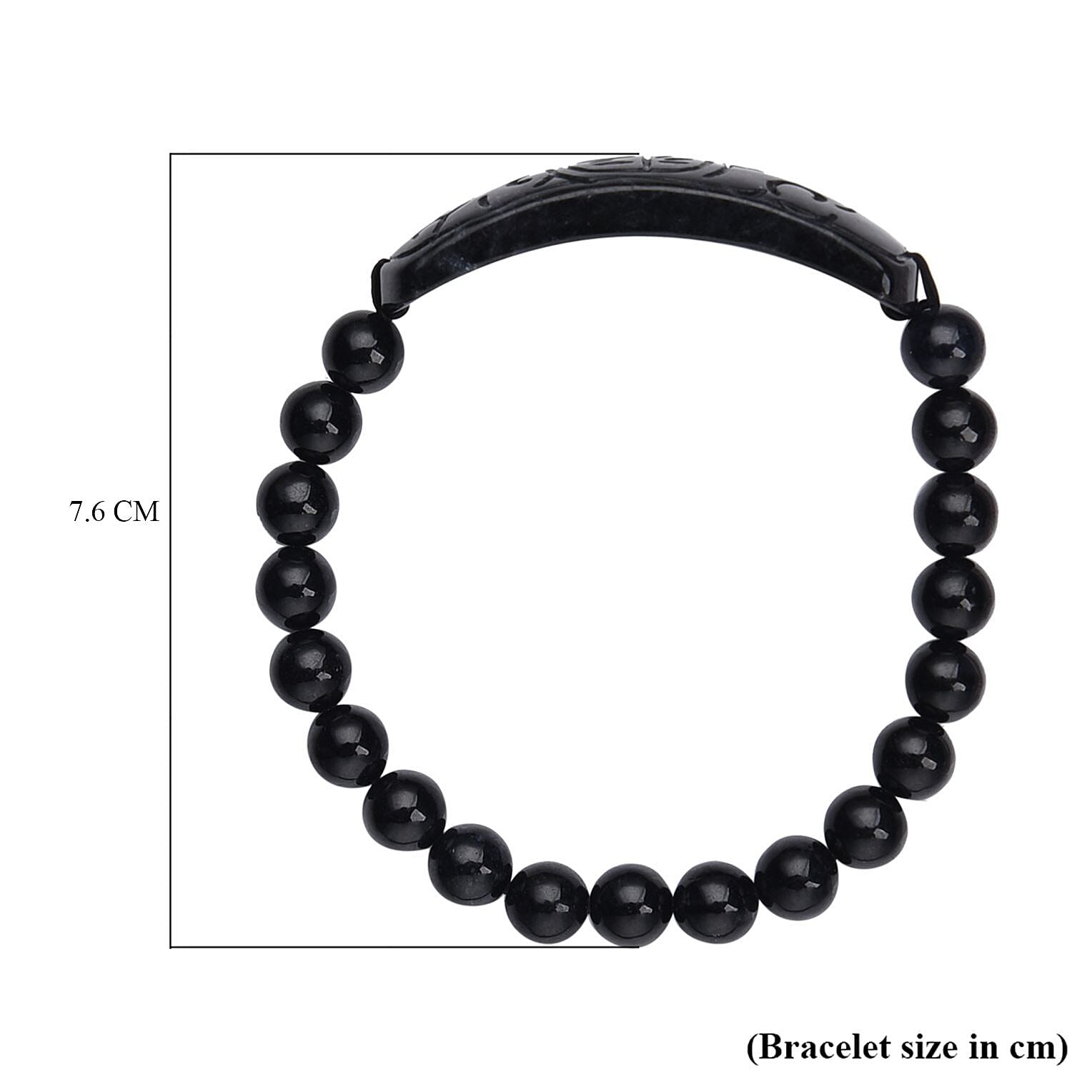 Black Jadeite Jade Beads Carved Bracelet (Size 7-7.5) 150.00 Ct.