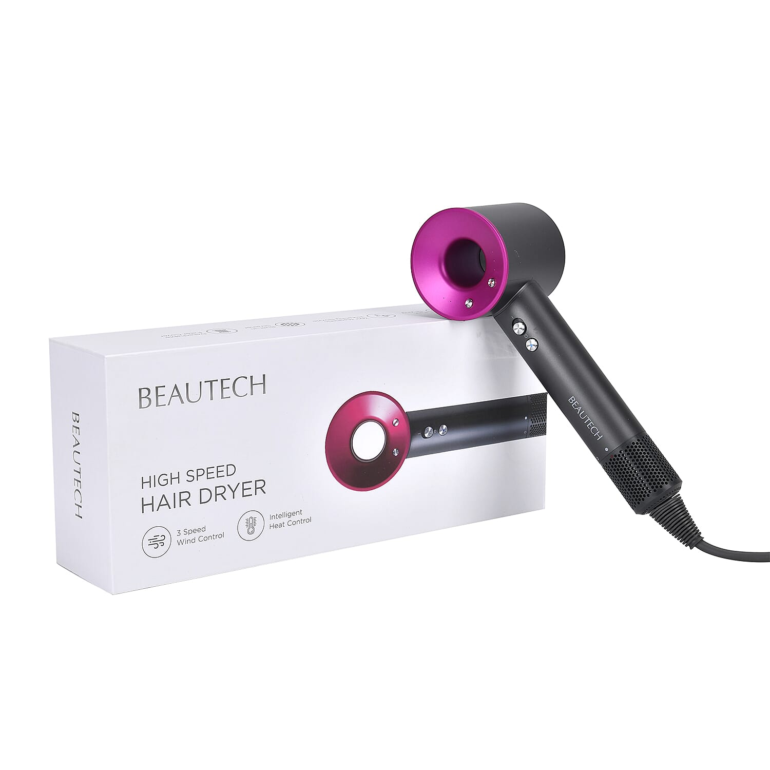 Beautech High Speed Hair Dryer With Smart Heat Control & 3 Speed Modes (1600W) - Rose Red & Black