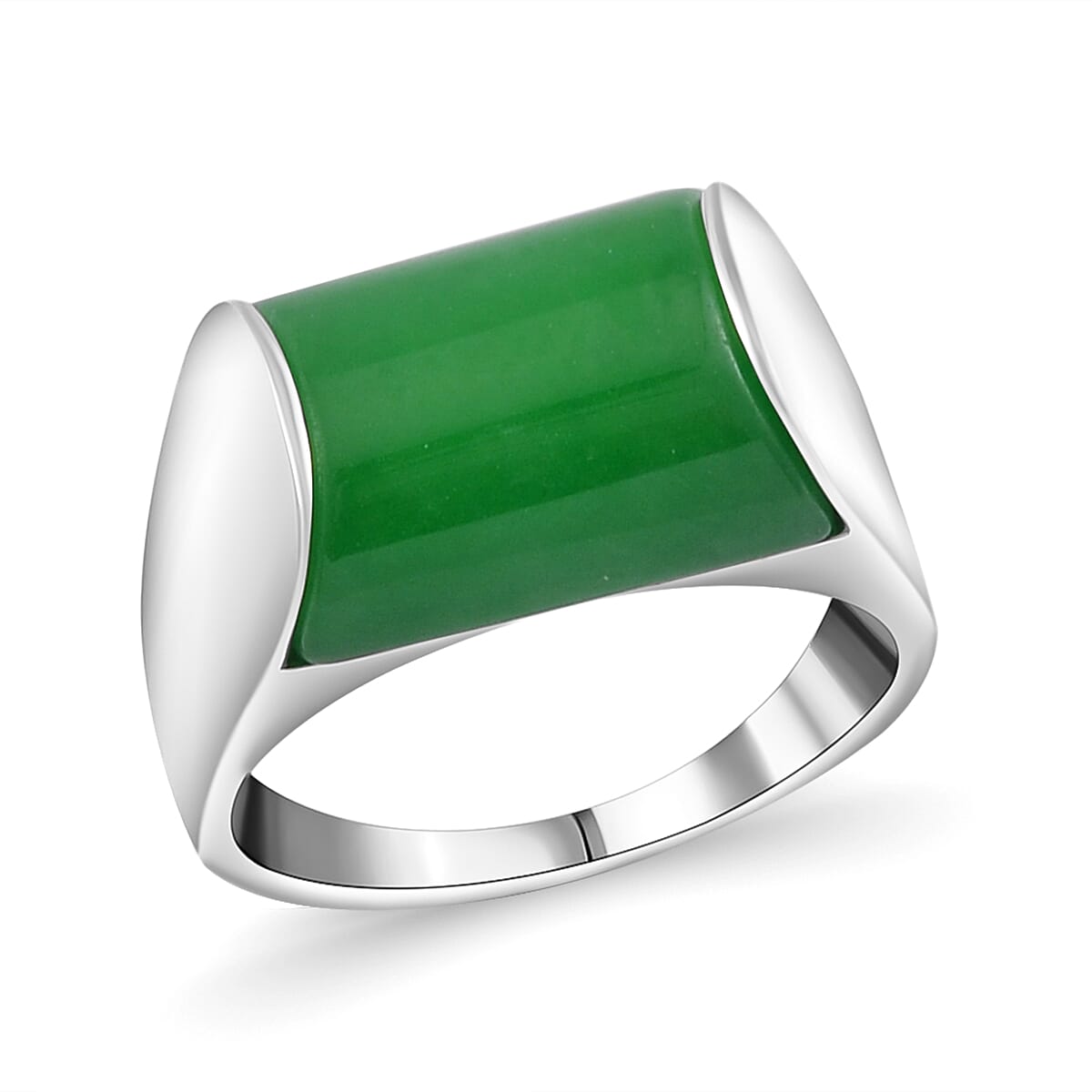 Green jade store ring sterling silver