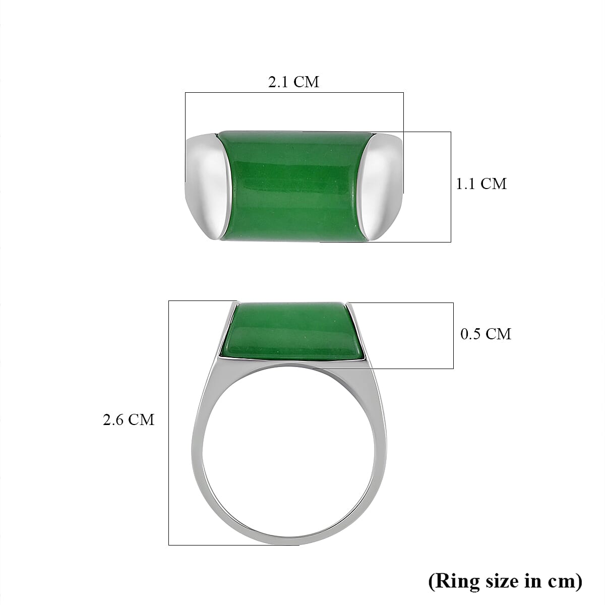 Green Jade Ring in Rhodium Overlay Sterling Silver 12.00 Ct, Silver Wt. 6.50 GM