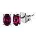 Rhodolite Garnet Stud Earrings in Platinum Overlay Sterling Silver 1.17 Ct