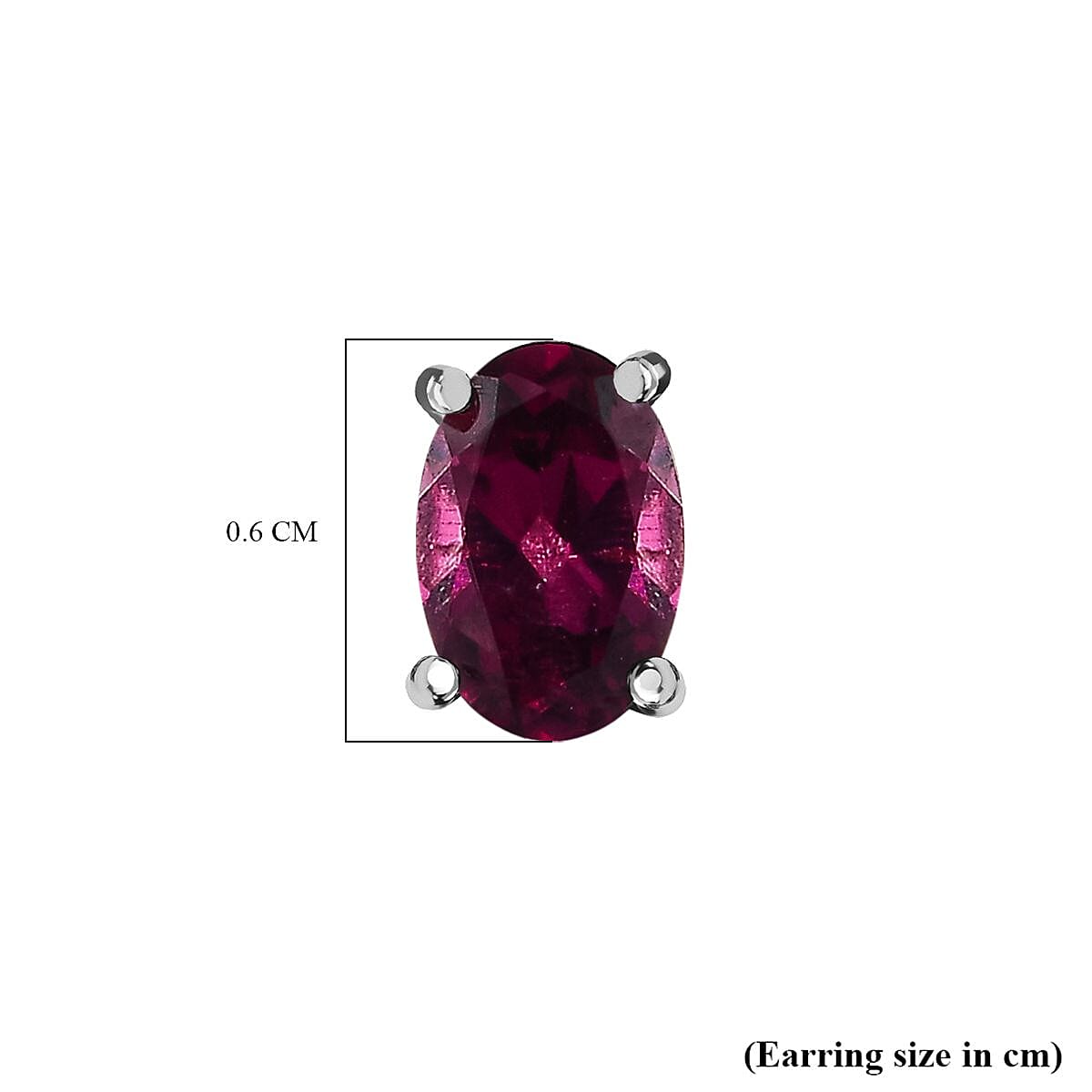 Rhodolite Garnet Stud Earrings in Platinum Overlay Sterling Silver 1.17 Ct