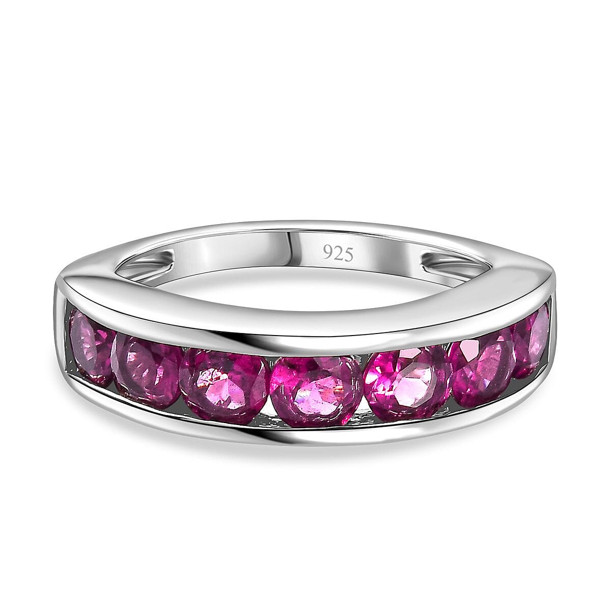 Rhodolite Garnet Ring in Platinum Overlay Sterling Silver 1.81 Ct.