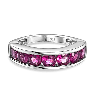 Rhodolite Garnet Ring in Platinum Overlay Sterling Silver Ct