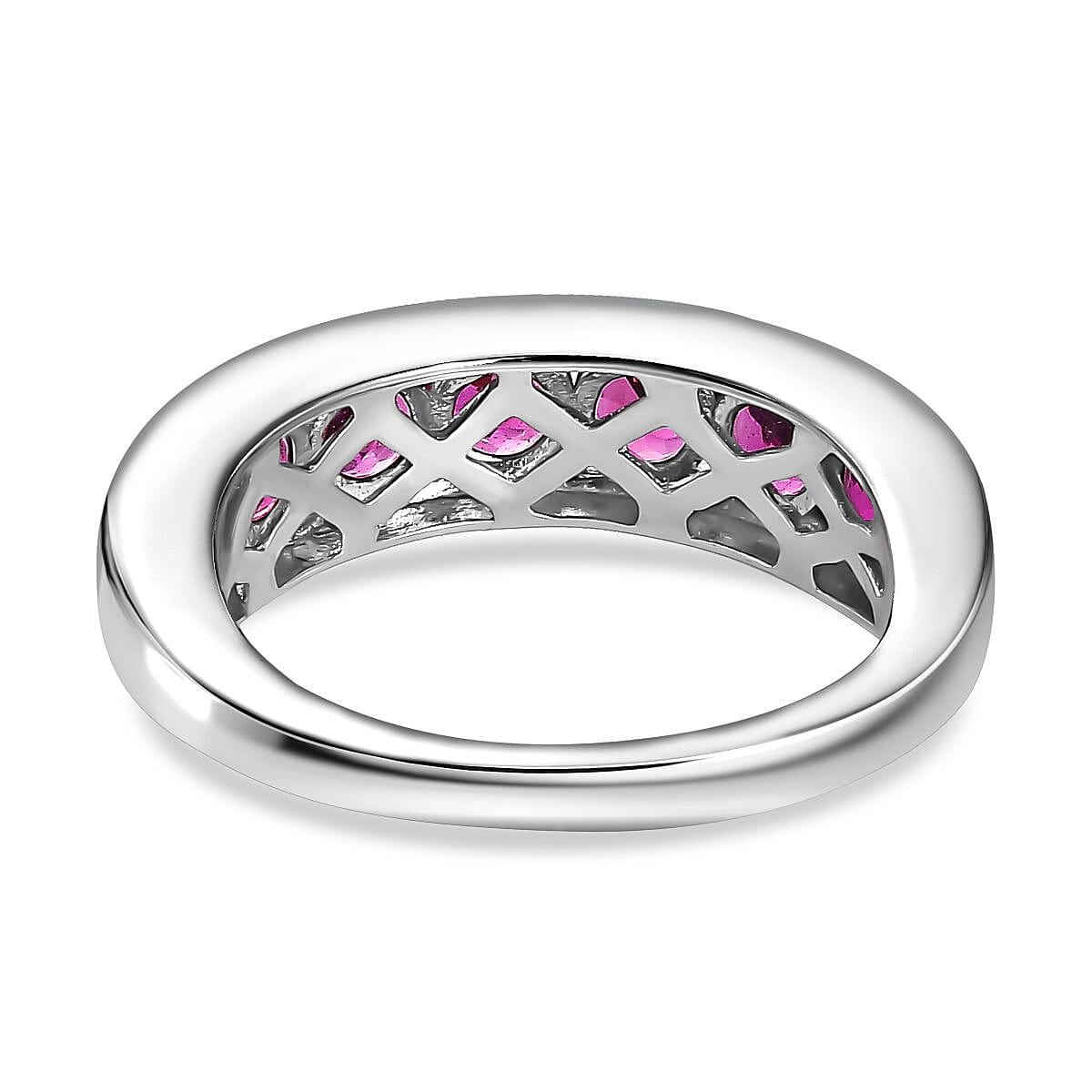 Rhodolite Garnet Ring in Platinum Overlay Sterling Silver 1.81 Ct.