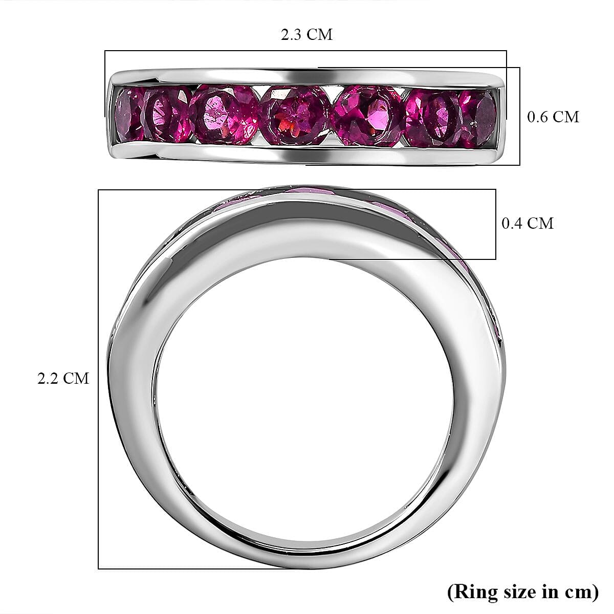 Rhodolite Garnet Ring in Platinum Overlay Sterling Silver 1.81 Ct.