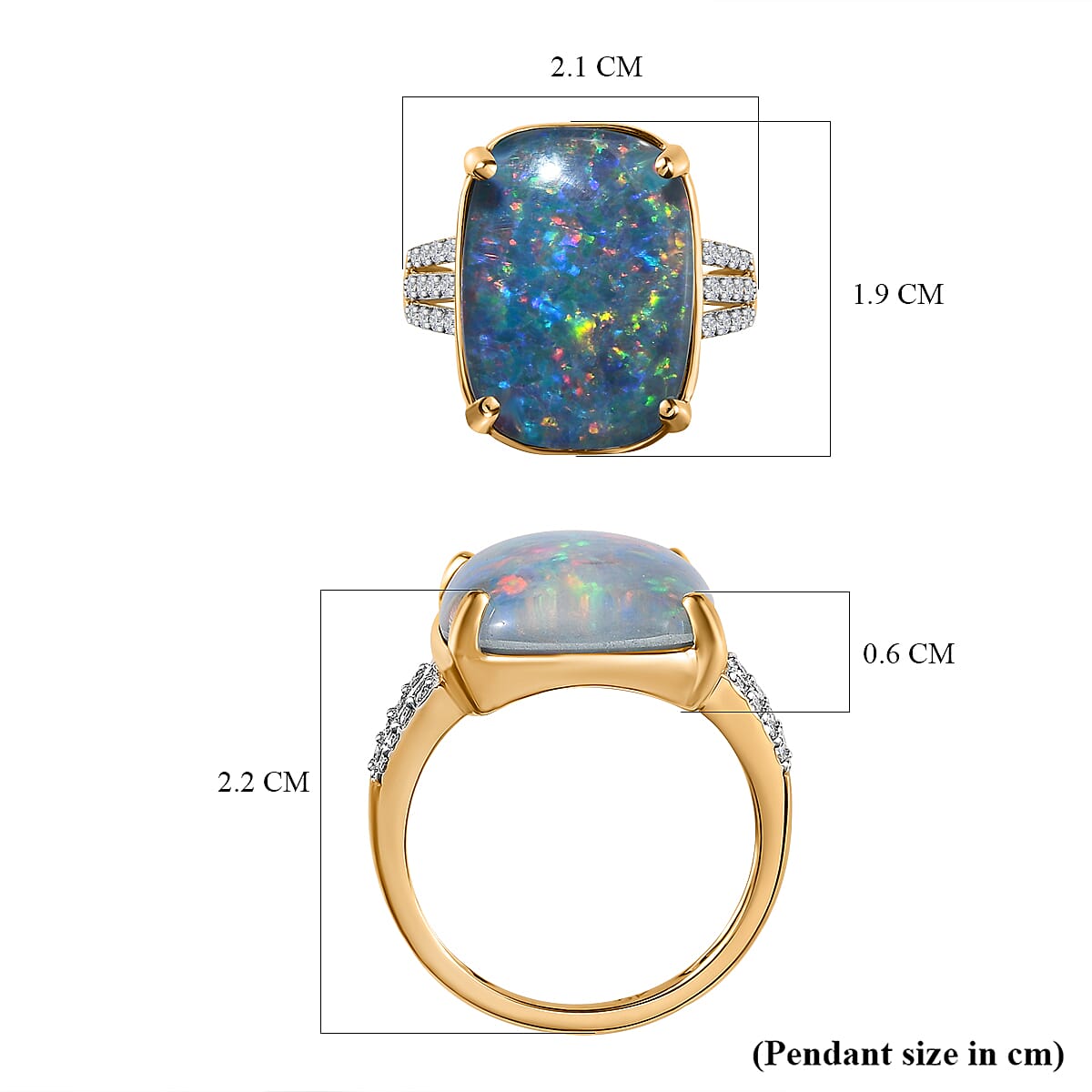 Collectors Edition- 9K Yellow Gold Rare Size Australian Boulder Opal (Cushion 18x13 mm) & Moissanite Ring 9.34 Ct.