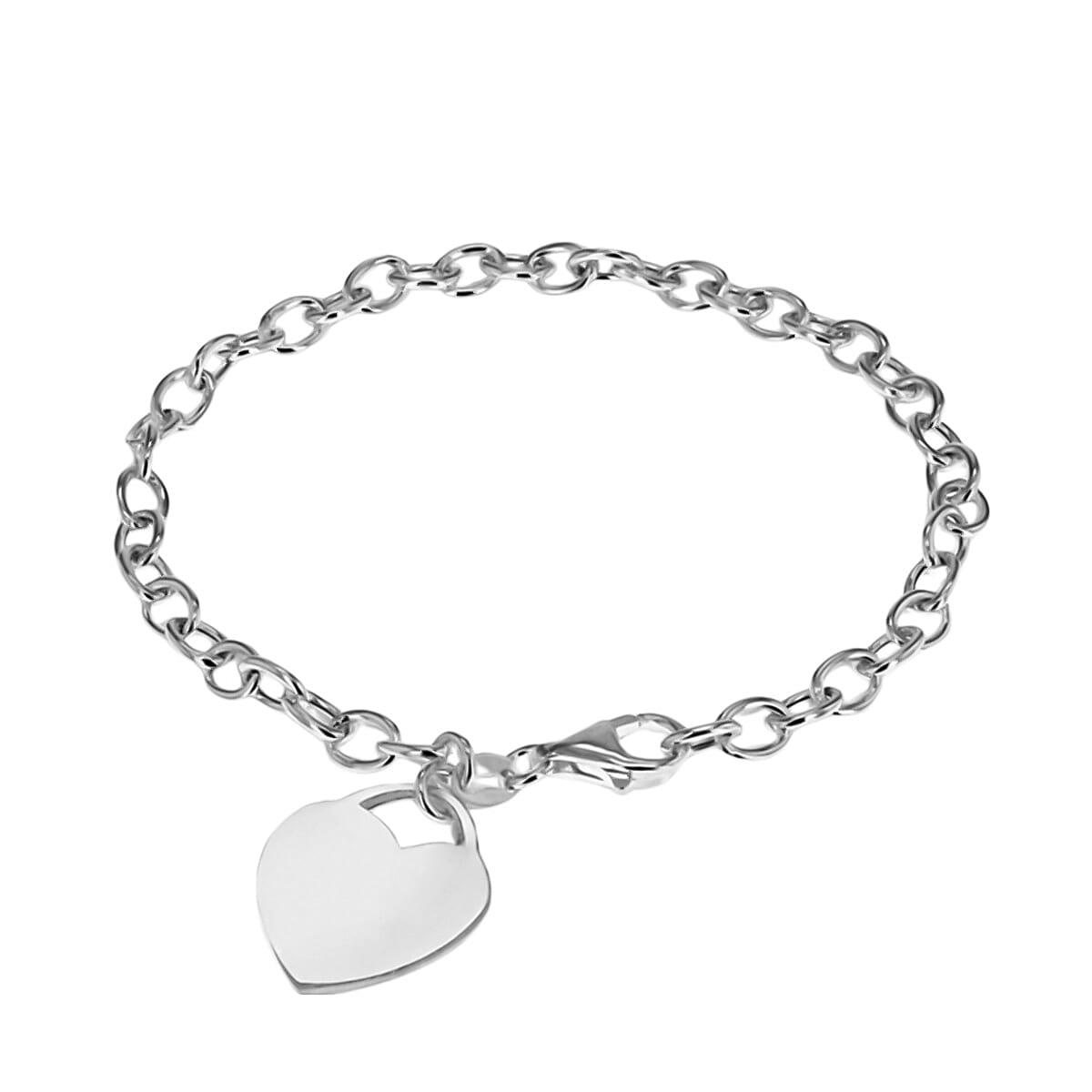 Hatton Garden Closeout - Sterling Silver Belcher Heart Bracelet (Size - 7.5)