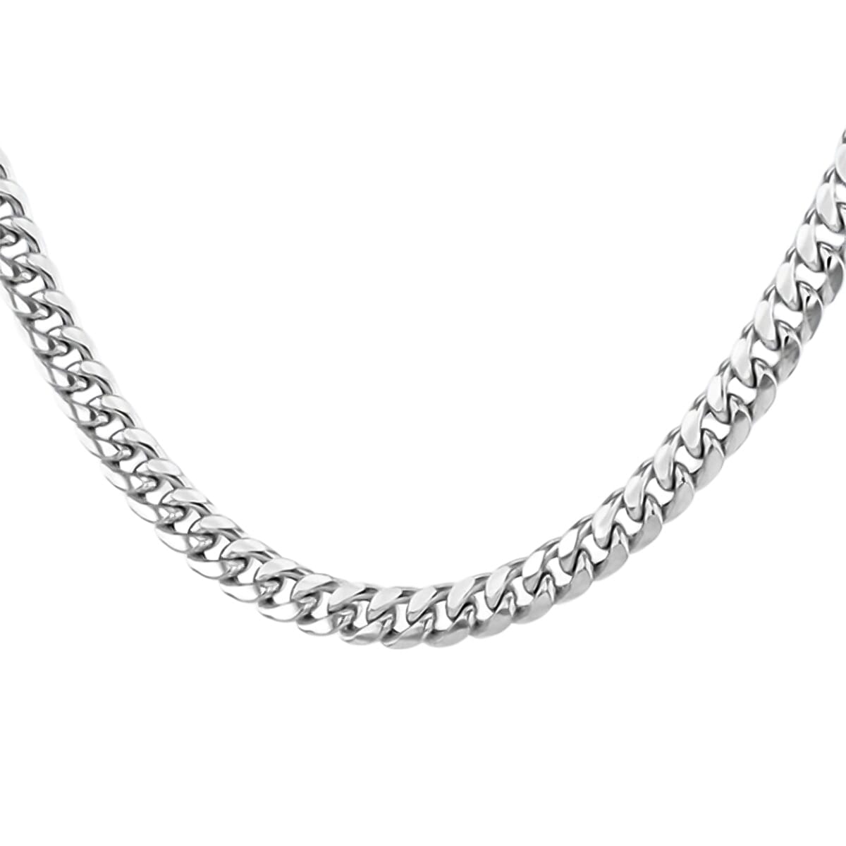 Italian Made Sterling Silver Cuban Link SOLID Curb Necklace (Size - 20) Silver Wt 57.00 Gms. (1.8 Troy Ounce)