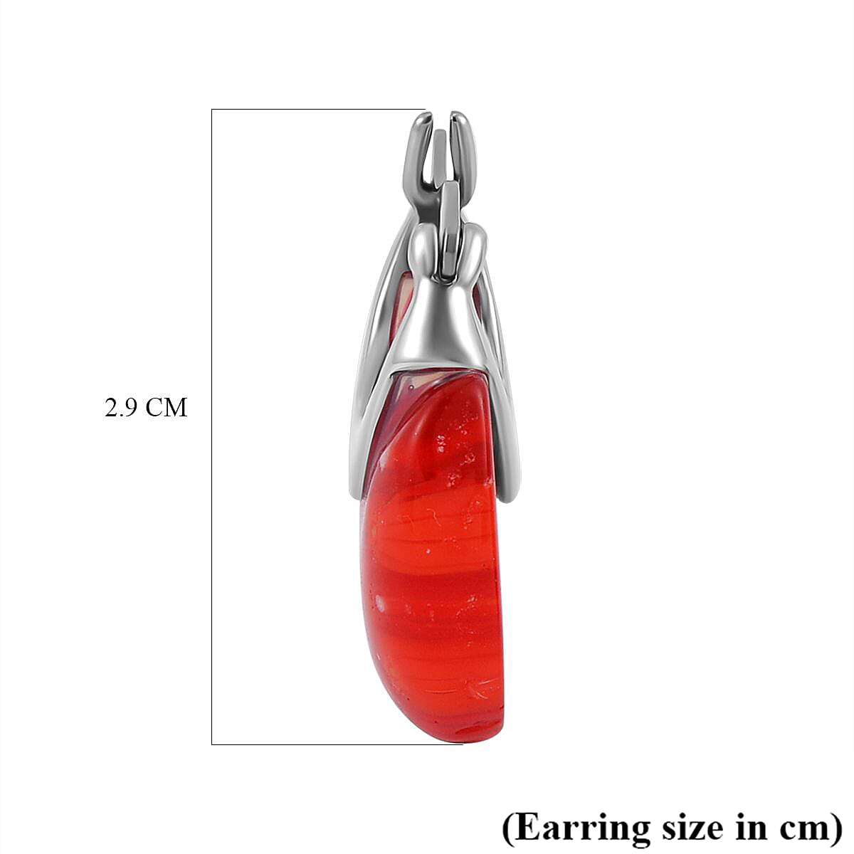 Red Color Murano Glass Earring with Clasp in Stainless Steel