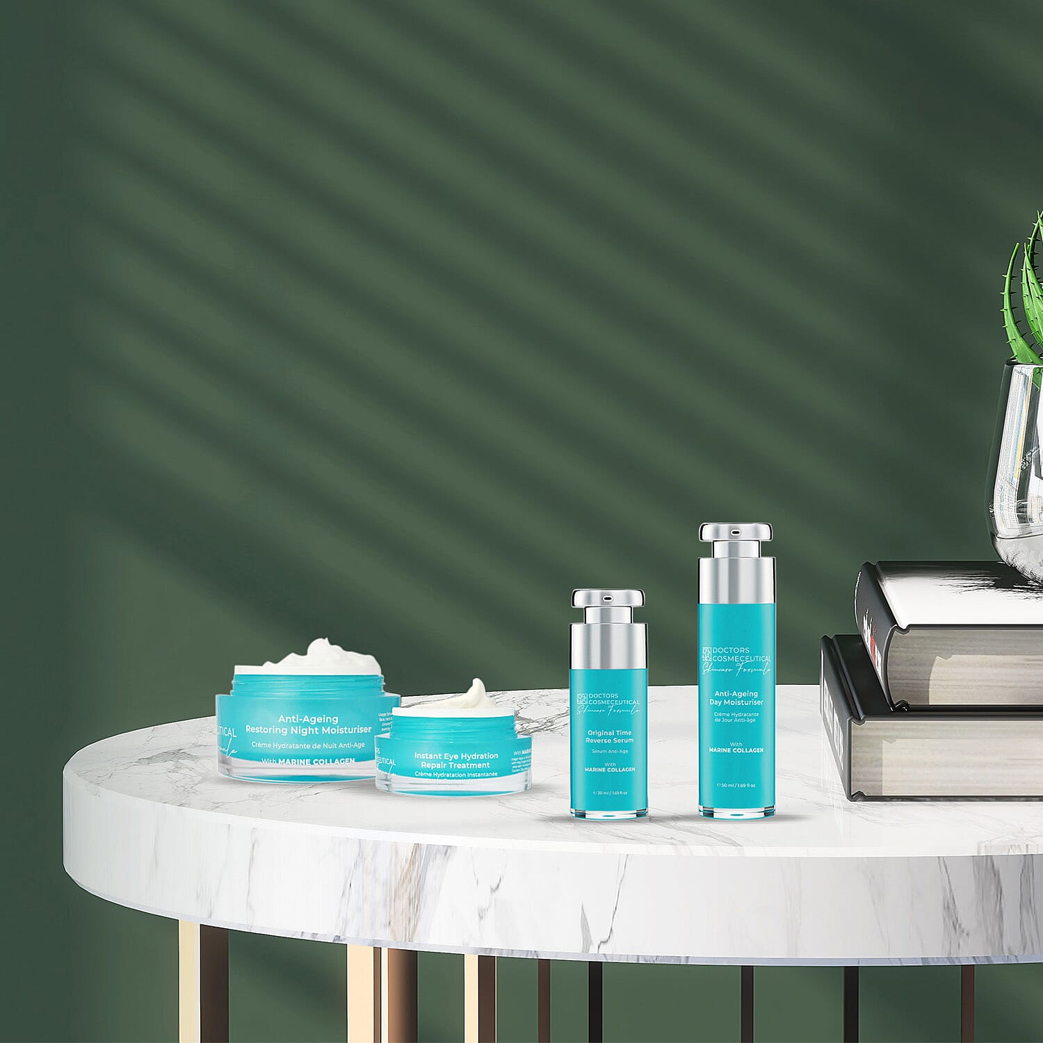 Doctors Formula Marine Collagen- The Anti-Ageing Collection (Incl Anti-Ageing Day, Night Moisturiser 50ml,Time Reverse Serum 30ml - Instant Eye HydrationTreatment 15ml)